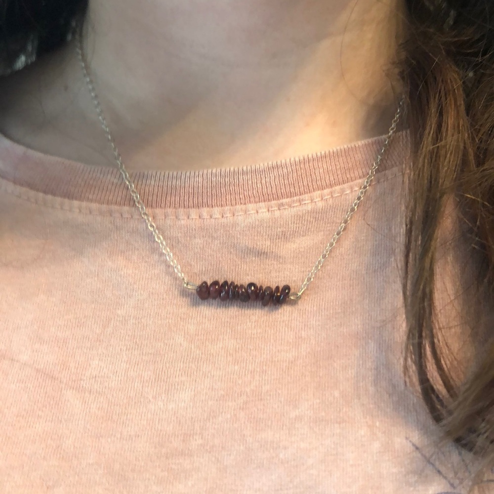 Garnet Bar Necklace Handmade with love ❤️